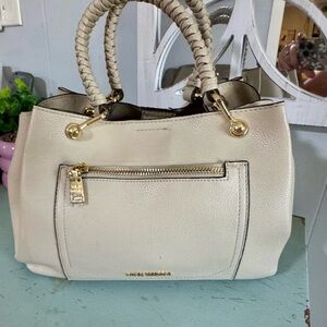 Steve Madden Cream outmeal pebble leather Satchel with Gold Accents